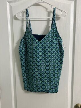 Lands' End Blue and Green Printed Swim Tankini. 14/16L
